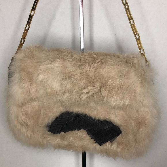 Retro Hoss Intropia Crossbody Handbag Vintage Leather Fur Bag Purse - Picture 3 of 13